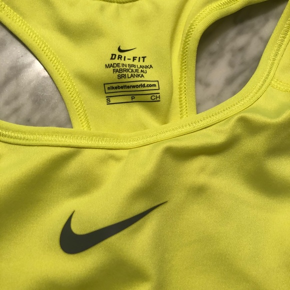 Nike Women's Dri-Fit Neon Yellow Sports Bra (Size Small) - Picture 2 of 9